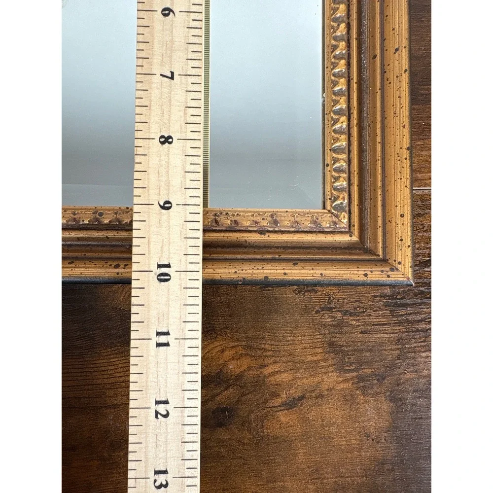 Robert-Grace Vintage Square Gold Ornate Beveled Wall Mirror 10.5in Hollister CA